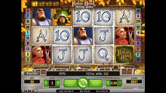 Игровой интерфейс Robin Hood Shifting Riches 4